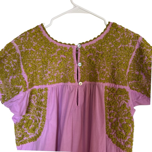 Sister Mary Floral Embroidered Kaftan Dress with Flutter Sleeves Vacation Boho - Picture 6 of 14